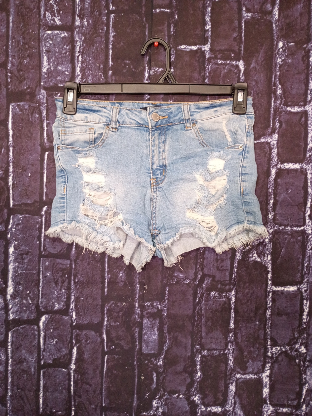 Wax Jean Light Wash Frayed Distressed Denim Shorts Size Med